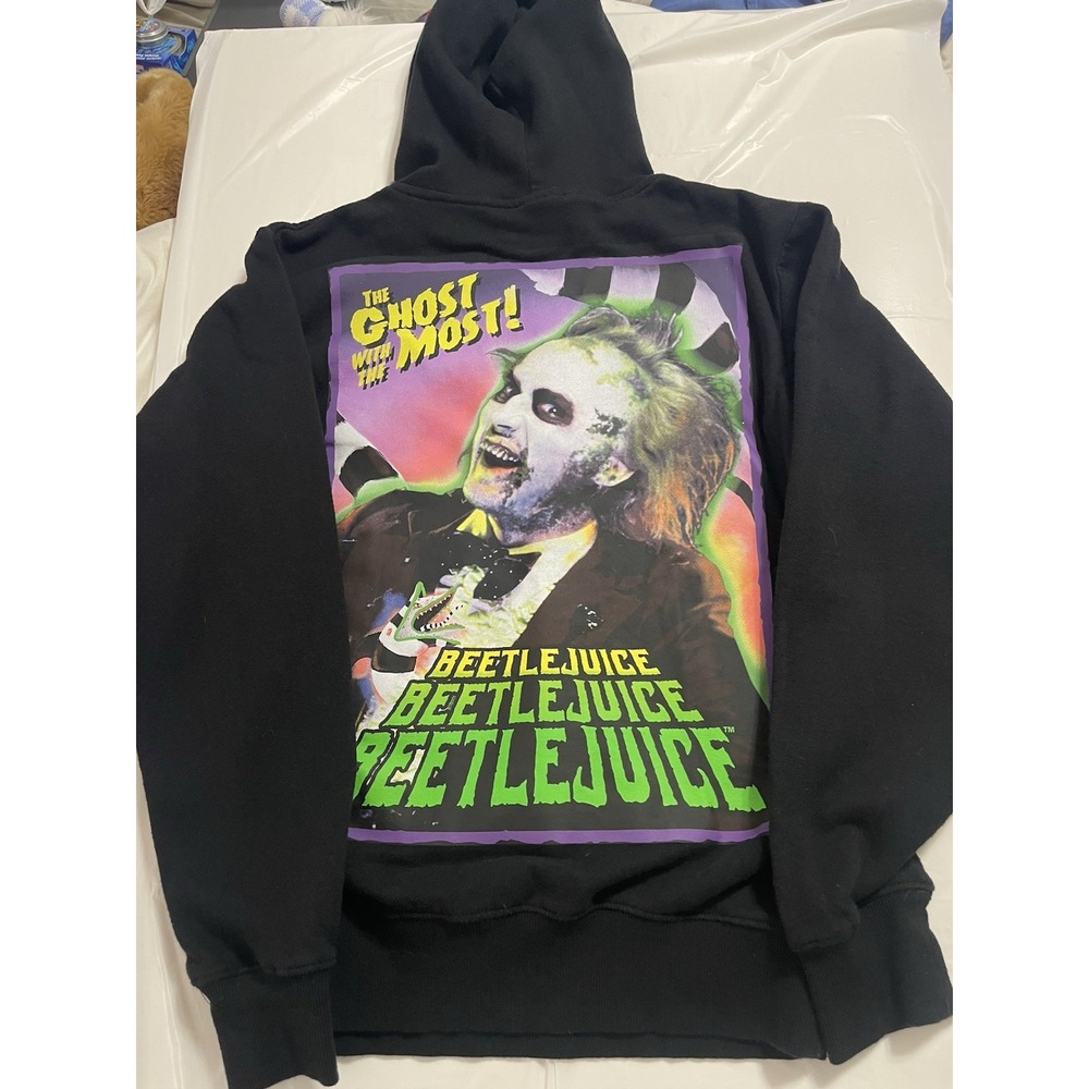 Beetlejuice Ghost With The Most Graphic Pullover Hoodie Men XS Black